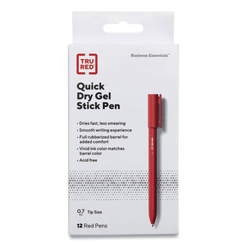 TRU RED™ Quick Dry Gel Pen, Stick, Medium 0.7 Mm, Red Ink, Red Barrel, Dozen freeshipping - TVN Wholesale